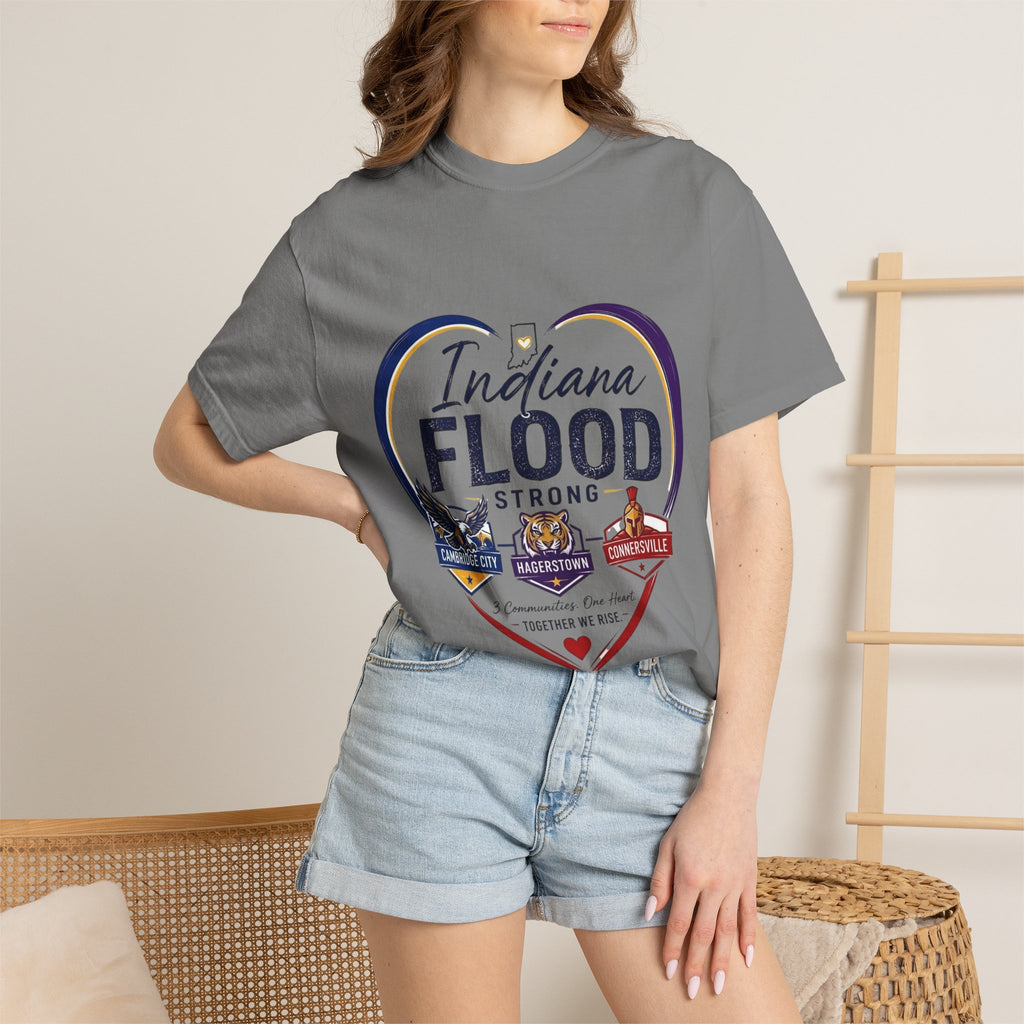 Indiana Flood Strong T-Shirt — Community Relief Heart Design