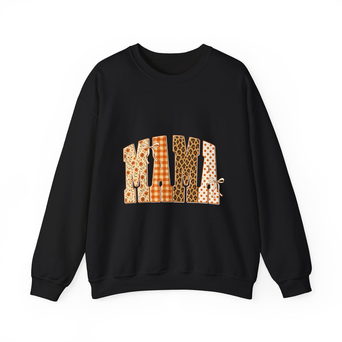 Crewneck Sweatshirt — Mama Leopard & Plaid Patchwork Design