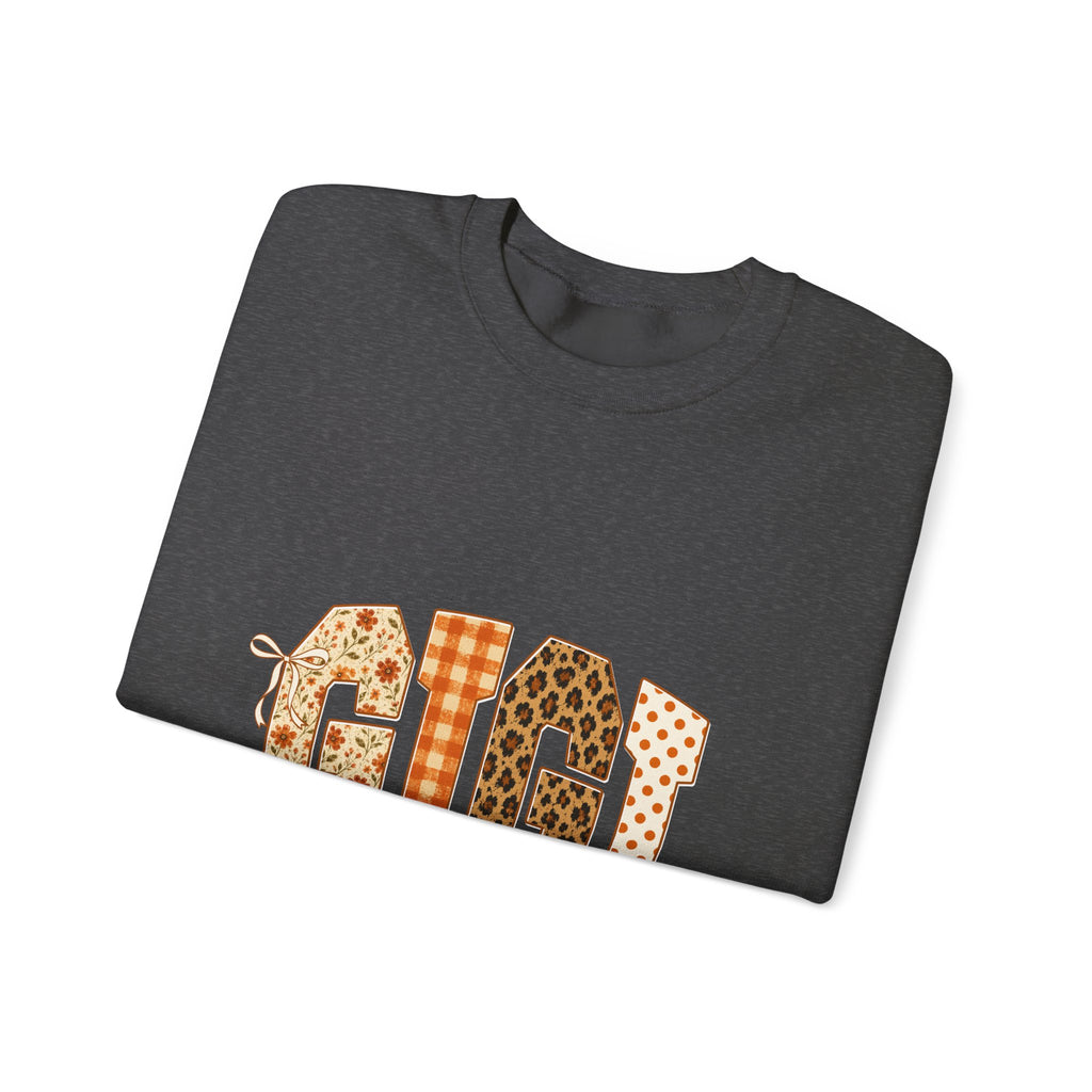 Gigi Fall Patch Design Sweatshirt – Plaid, Leopard & Polka Dot Mom Crewneck