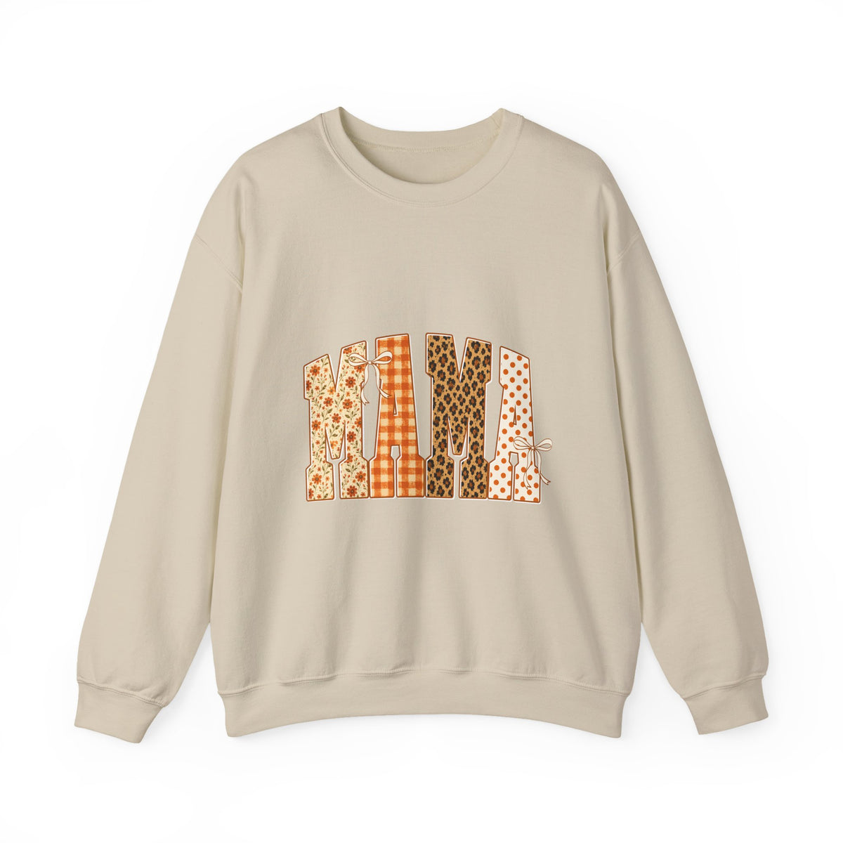 Crewneck Sweatshirt — Mama Leopard & Plaid Patchwork Design