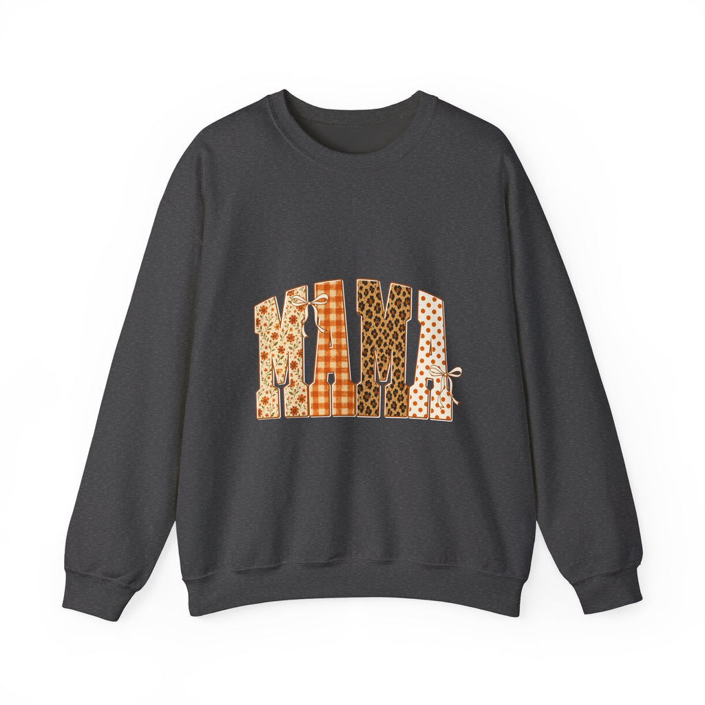 Crewneck Sweatshirt — Mama Leopard & Plaid Patchwork Design