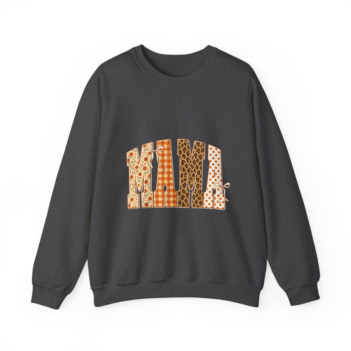 Crewneck Sweatshirt — Mama Leopard & Plaid Patchwork Design