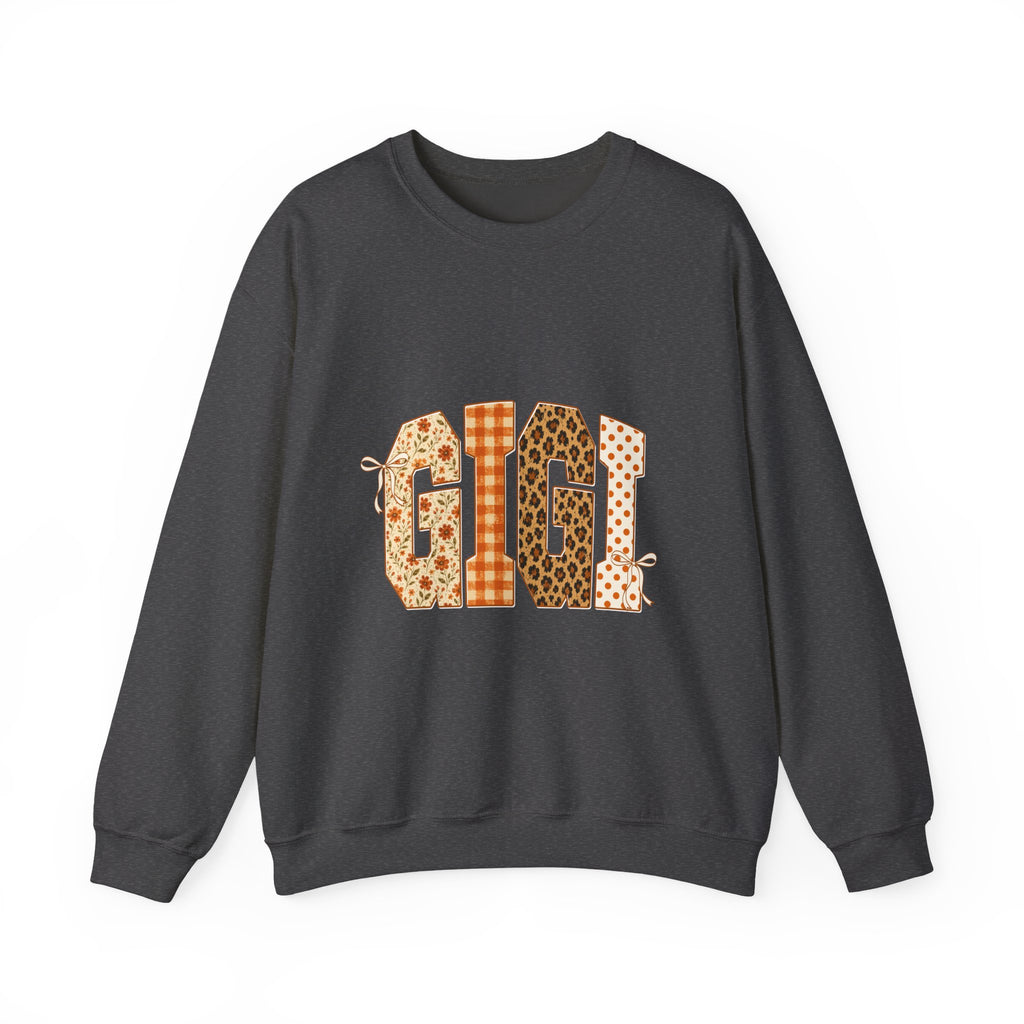 Gigi Fall Patch Design Sweatshirt – Plaid, Leopard & Polka Dot Mom Crewneck