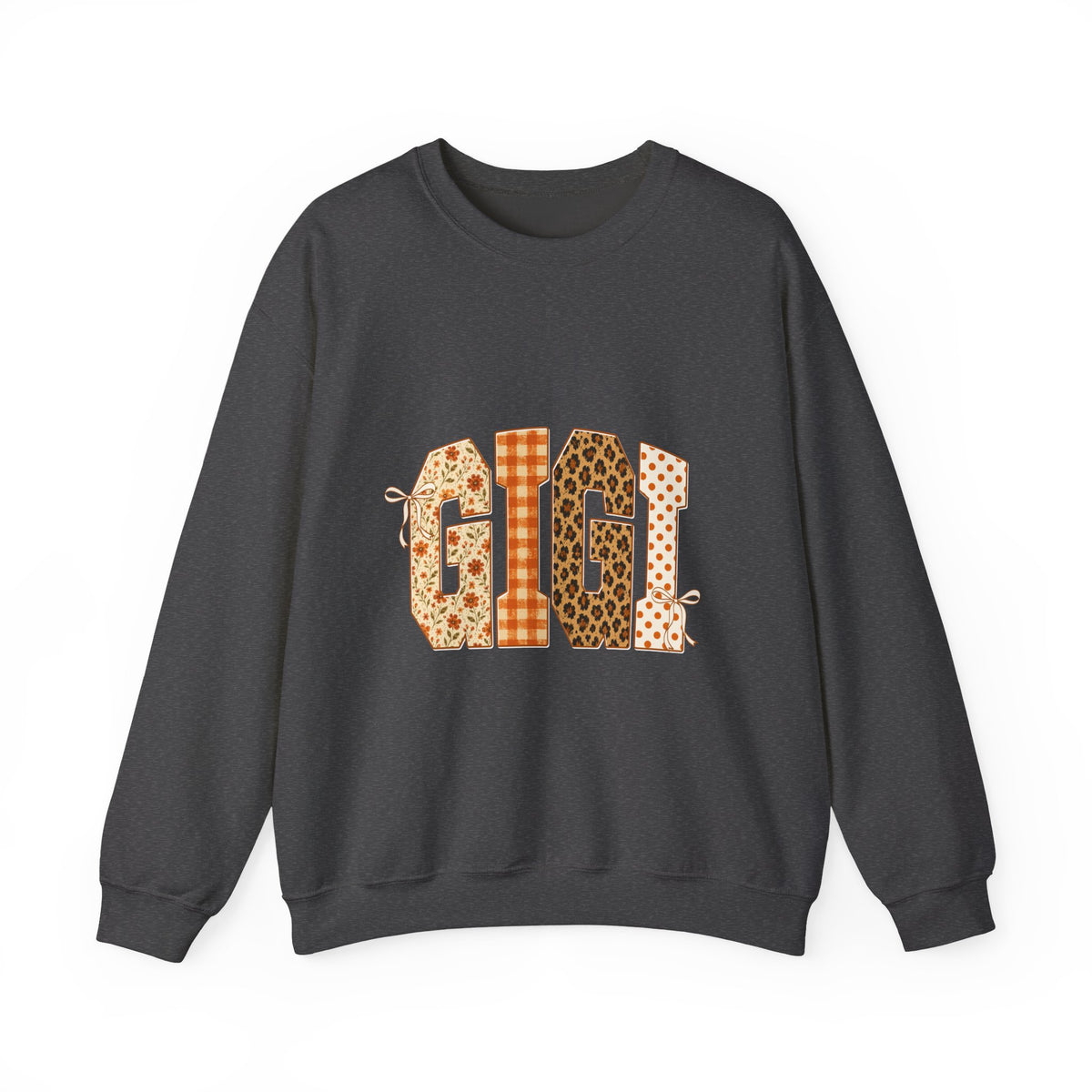 Gigi Fall Patch Design Sweatshirt – Plaid, Leopard & Polka Dot Mom Crewneck