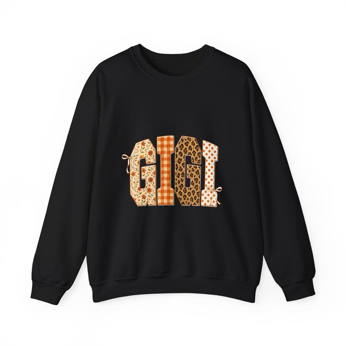 Gigi Fall Patch Design Sweatshirt – Plaid, Leopard & Polka Dot Mom Crewneck