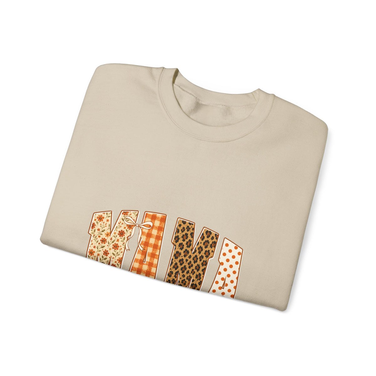 Crewneck Sweatshirt — Mama Leopard & Plaid Patchwork Design