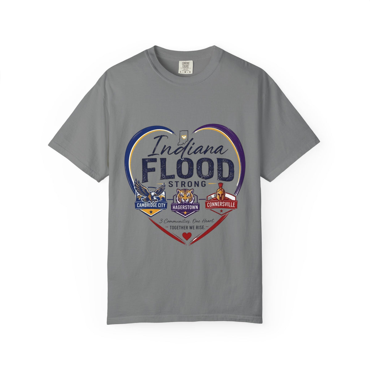 Indiana Flood Strong T-Shirt — Community Relief Heart Design