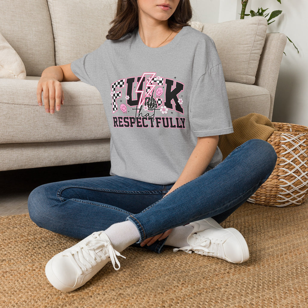 Graphic Tee — “F**k That Respectfully” Pink Checkerboard Band Tee